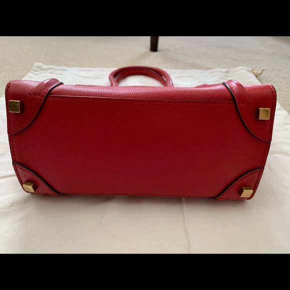 Authentic CELINE Micro Luggage Calfskin Red Coquelicot Excellent RECEIPT - Picture 13 of 17